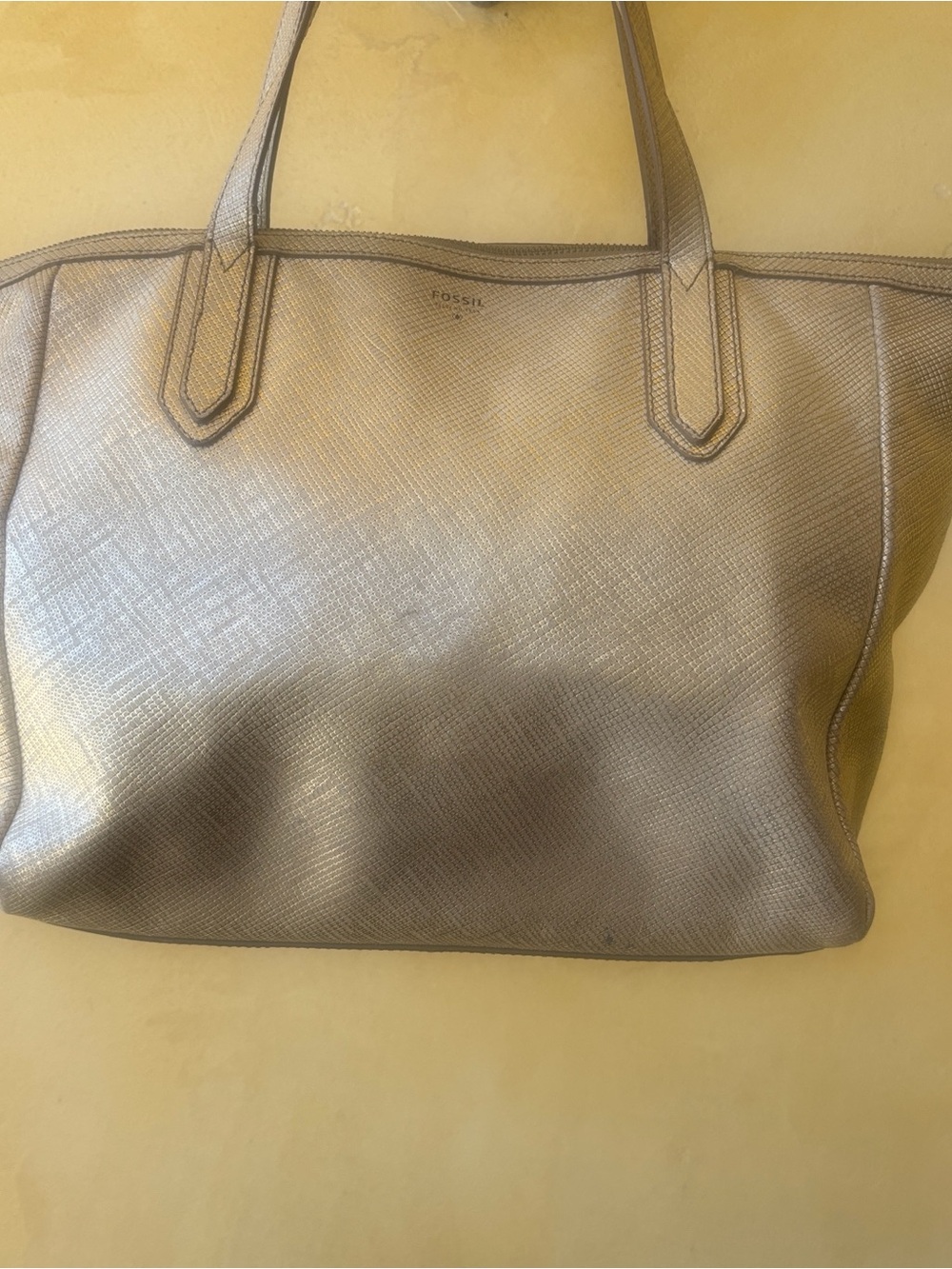 Fossil Gold Metallic Tote Bag
